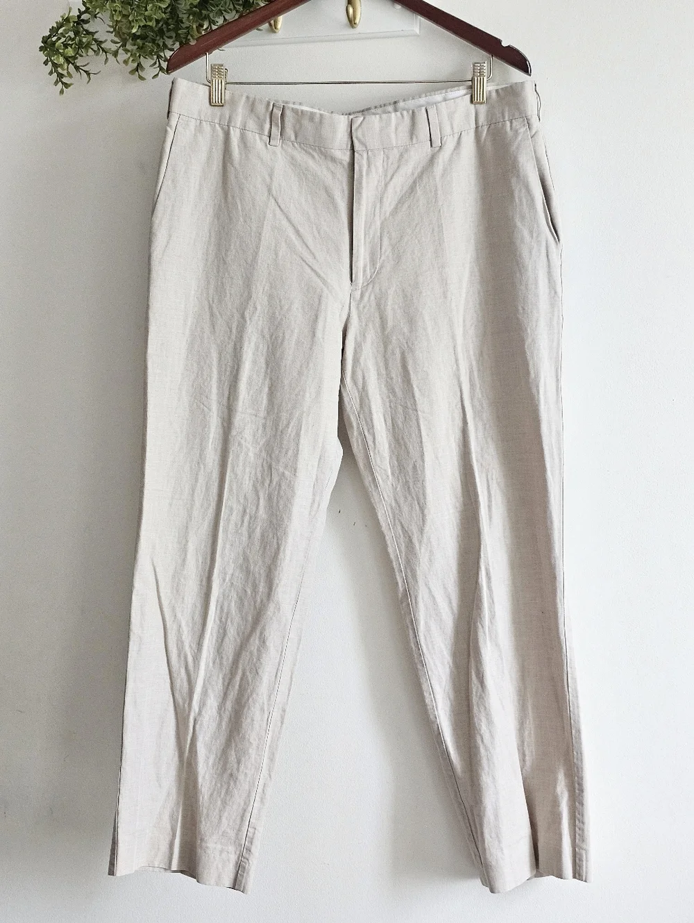 Cubavera Linen Cotton Pants Beige Flat Front Casual Summer 36x30 Men